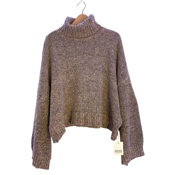 NWT A.n.a. Turtleneck Sweater in Taupe, Women's L Dolman Sleeve Jumper - Picture 2 of 10